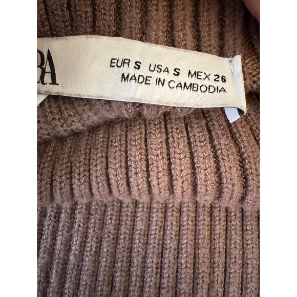 2/$30 ZARA Basic Small Ribbed Mock Neck Deep Taupe/Mauve Sweater - Picture 7 of 15